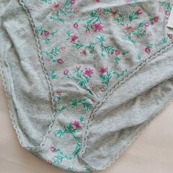 NWT CHARTER CLUB Panty SIZE XLARGE Gray Floral 100% Cotton - Picture 3 of 9